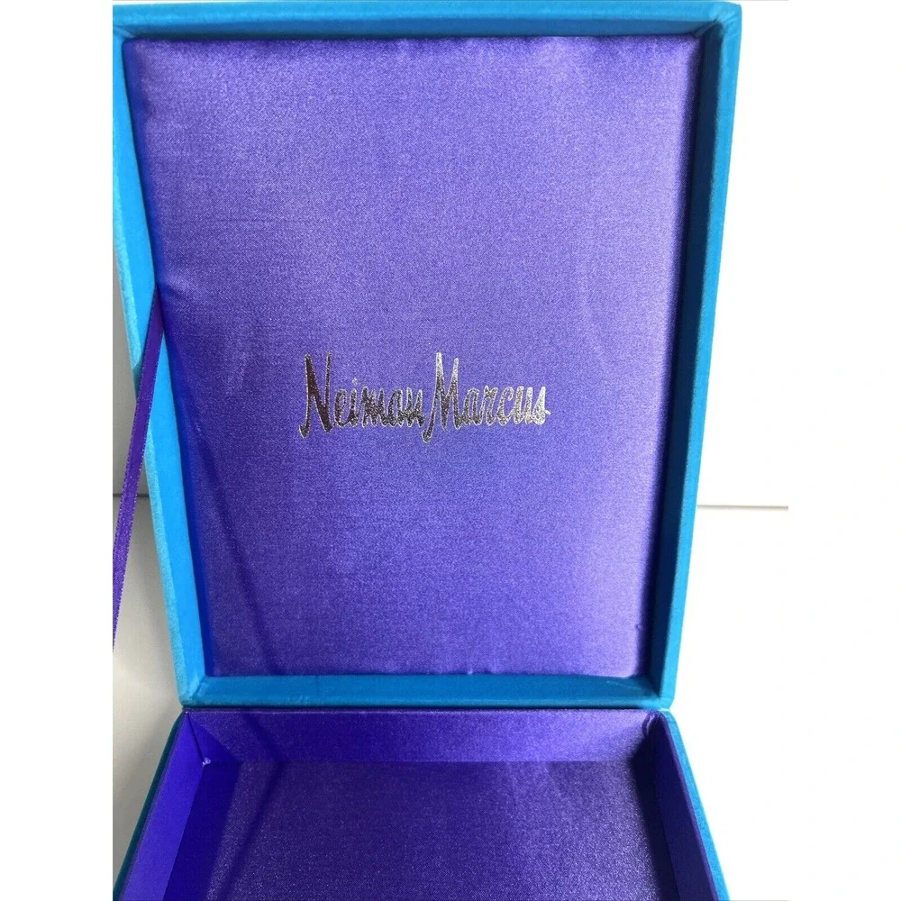 Neiman Marcus Empty Gift Box Aqua Blue Turquoise Velvet 9.5
